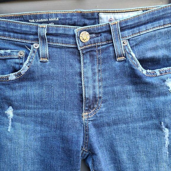 AG Adriano Goldschmied The Leggings Ankle super Skinny Jean Distressed 26R - Picture 11 of 13